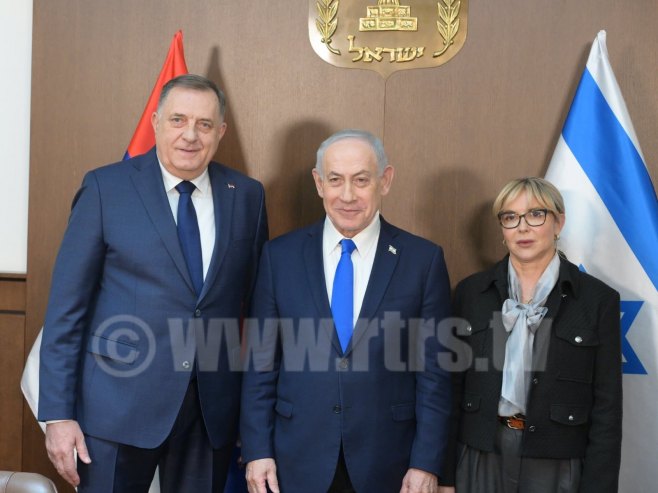 Додик, Тришић Бабић и Нетанјаху - Фото: РТРС