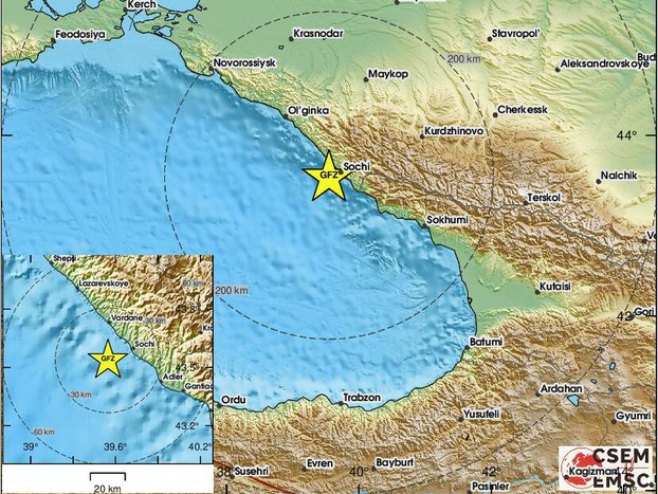Земљотрес код Сочија (Фото: EMSC) - 