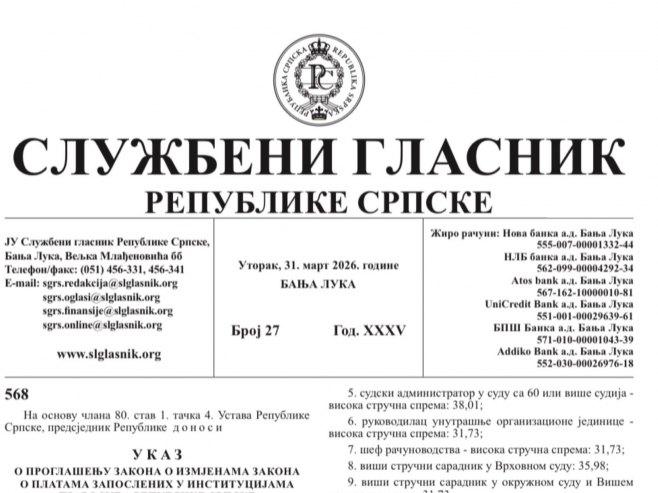 Службени гласник Републике Српске (Фото: x.com/tnjiteras) - 