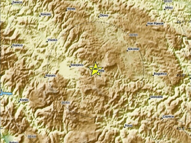 Епицентар земљотреса (фото: emsc.eu) - 