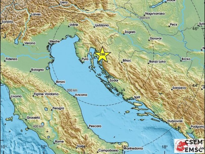 Хрватска, земљотрес (фото: emsc.eu) - 