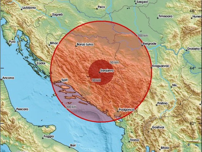 Сарајево, земљотрес (фото: x.com/LastQuake) Сарајево, земљотрес (фото: x.com/LastQuake) -