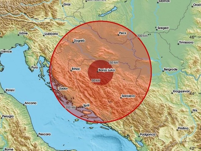 Земљотрес код Челинца (Фото: emsc) - 